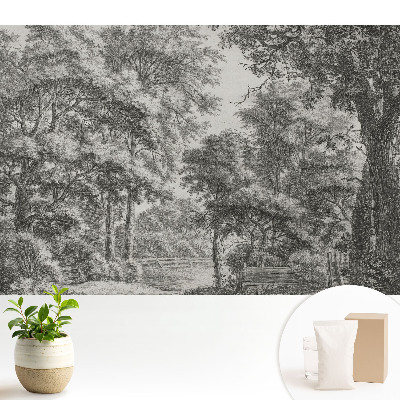 Nowoczesna fototapeta na wymiar przedstawiająca klasyczny leśny pejzaż emanujący harmonią i spokojem