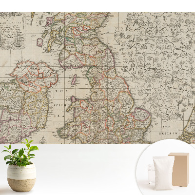 Fototapeta do salonu Stara mapa Wysp Brytyjskich z detalem.