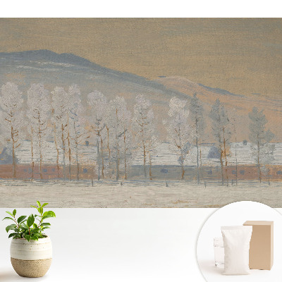 Fototapeta flizelinowa z motywem zimowego pejzażu górskiego z malowniczymi chatami