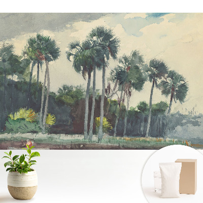 Fototapeta do salonu Tropikalne palmy w akwarelowym stylu