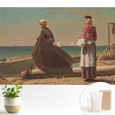 Fototapeta na wymiar do sypialni Postacie na plaży z widokiem na morze