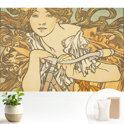 Fototapeta na wymiar do sypialni Kobieta na rowerze w stylu art nouveau