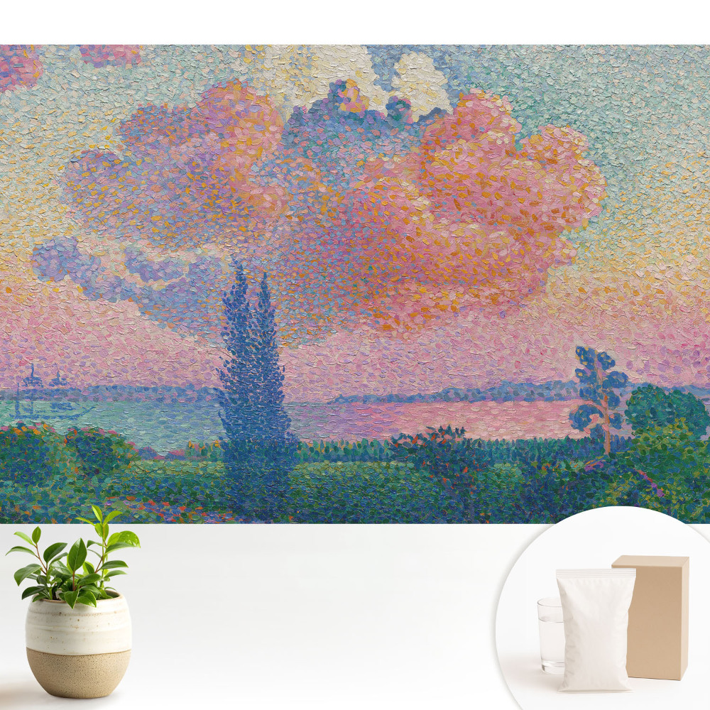 Fototapeta Pejzaż z chmurami na tle kolorowego nieba