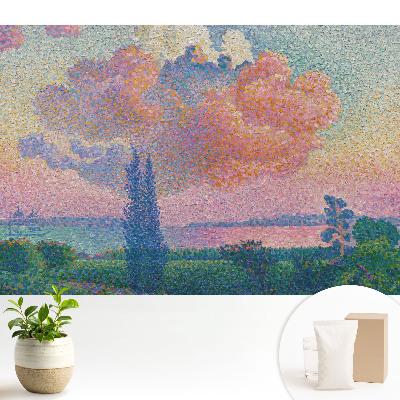 Fototapeta Pejzaż z chmurami na tle kolorowego nieba