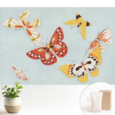 Fototapeta do salonu Kolorowe motyle na jasnym tle