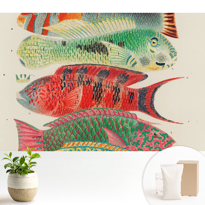 Fototapeta flizelinowa do salonu Kolorowe ryby ilustrowane klasycznie