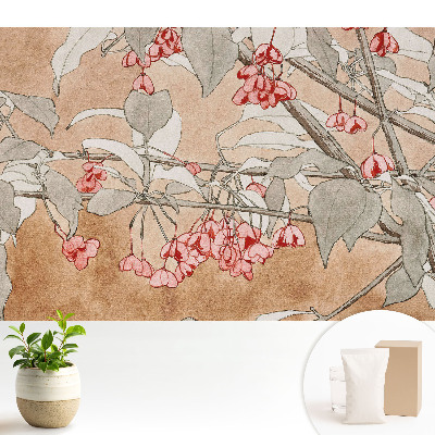 Tapeta fotograficzna flizelinowa Delikatne kwiaty i liście w subtelnych barwach