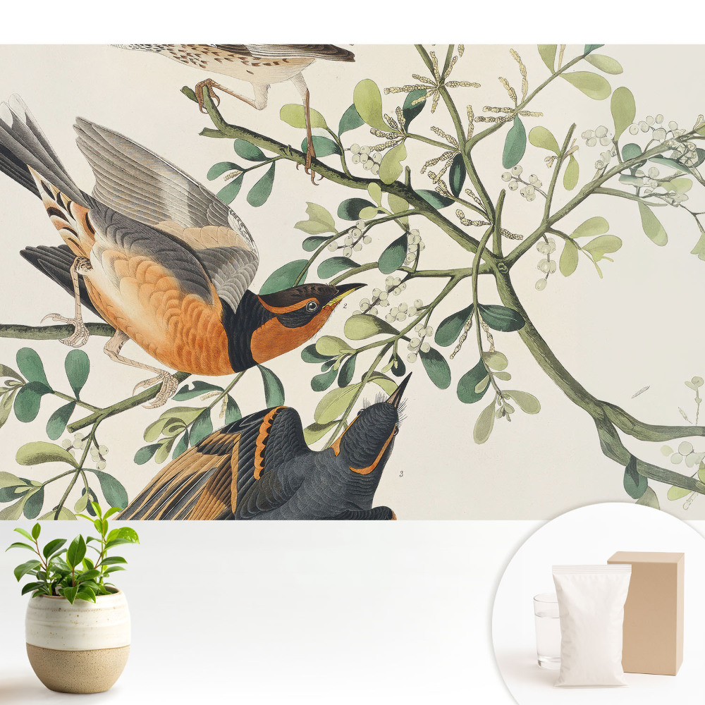 Fototapeta do salonu Ptaki wśród zielonych liści