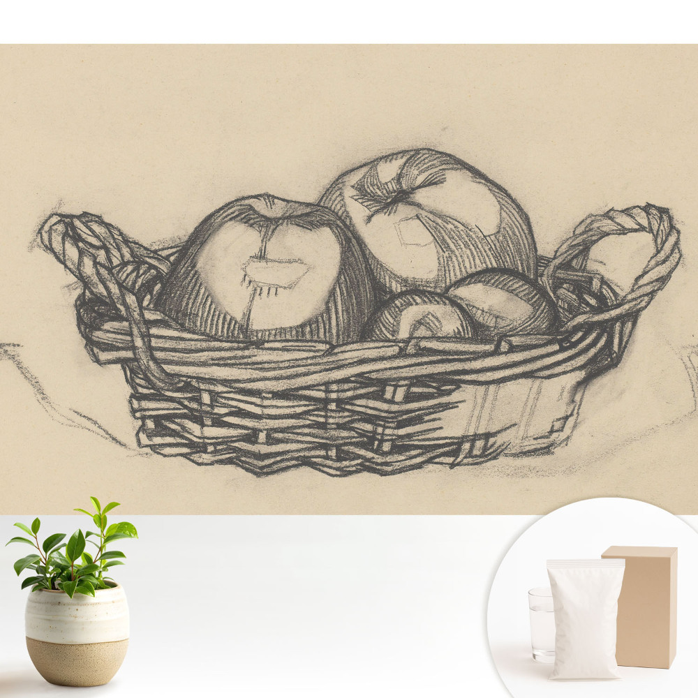 Tapeta fotograficzna flizelinowa Kosz z owocami rysunek klasyczny