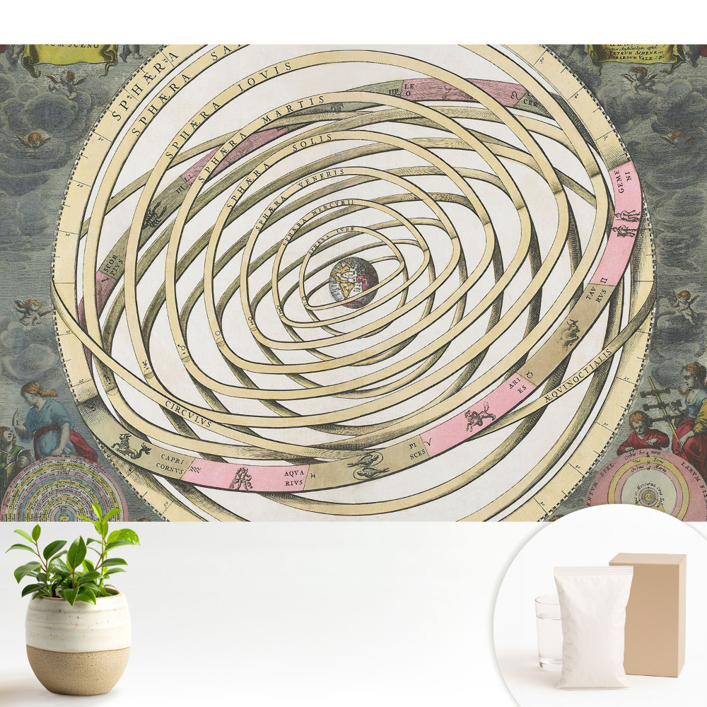 Fototapeta na wymiar do sypialni Historyczne sfery niebieskie z planetami