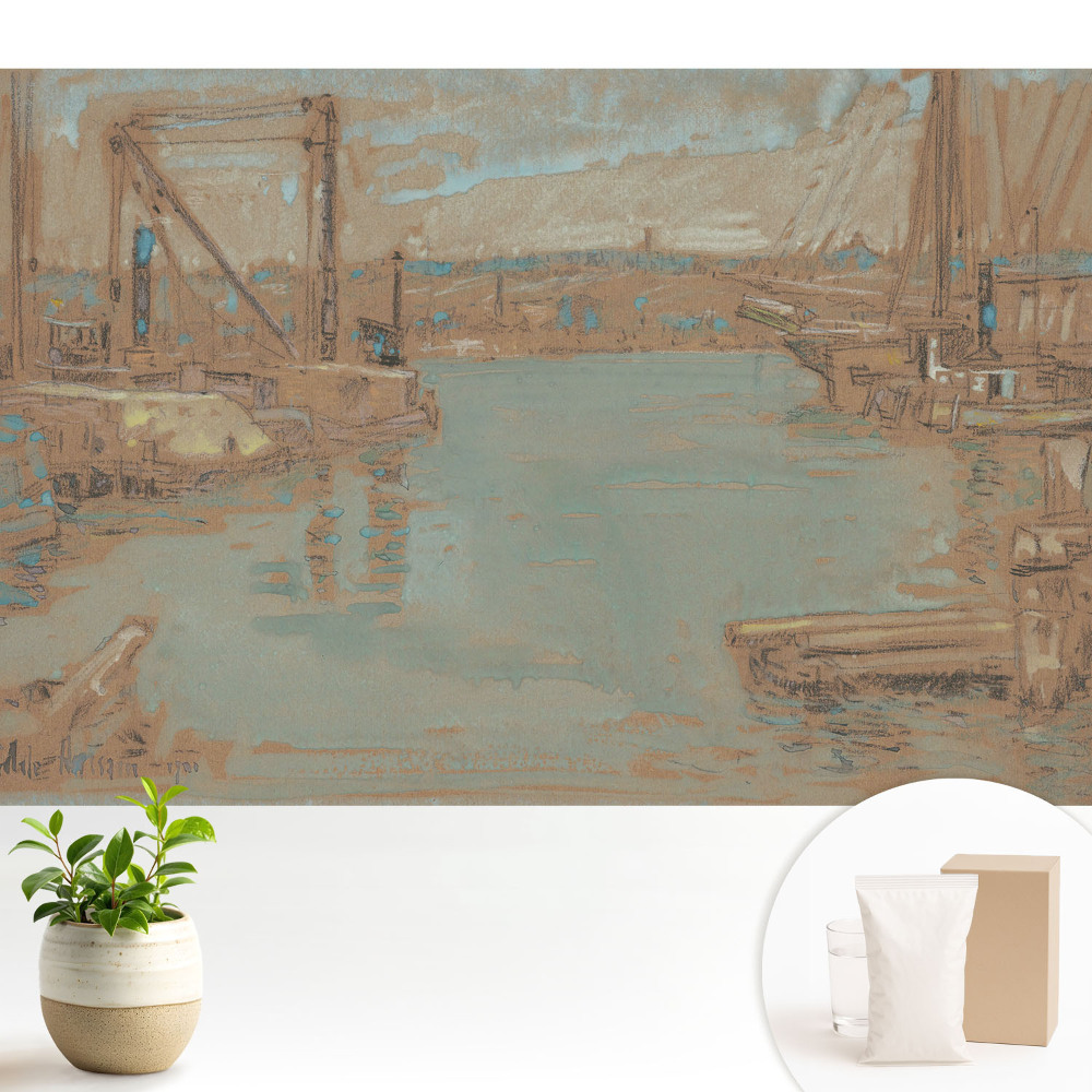 Tapeta fotograficzna flizelinowa Portowy krajobraz klasyczny w odcieniach błękitu