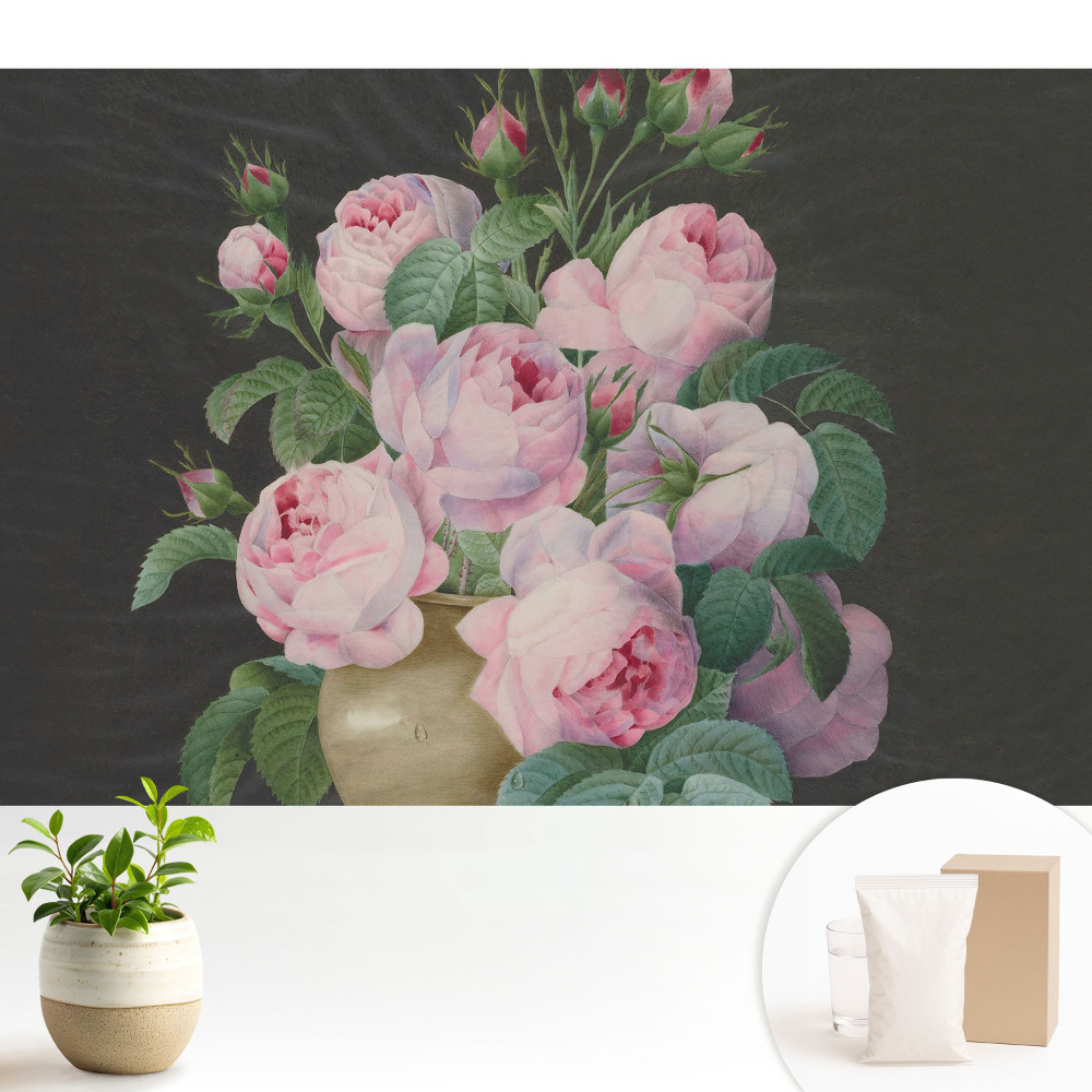Nowoczesna fototapeta na wymiar Różowe róże w szarym wazonie