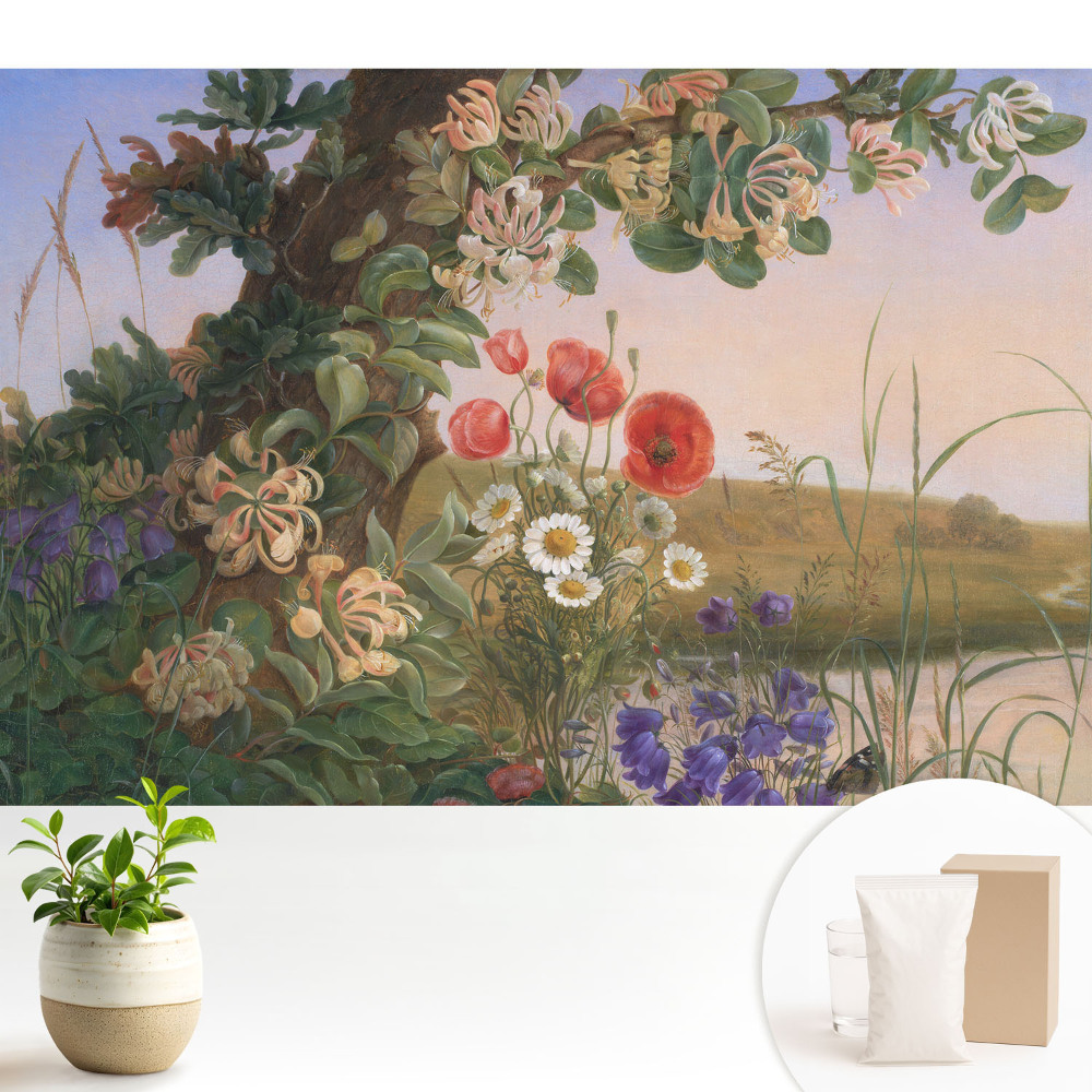 Fototapeta z nadrukiem na flizelinie Kolorowy pejzaż kwiatowy sielankowy klimat