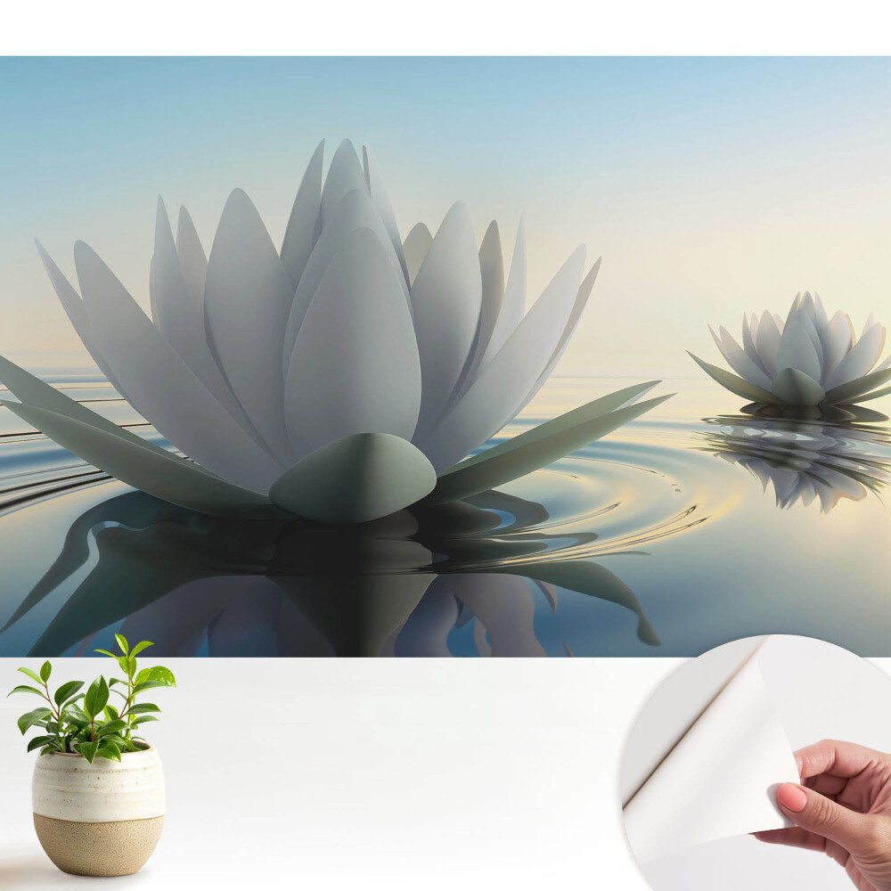 Fototapeta z nadrukiem samoprzylepna Delikatne lilie wodne harmonia wody