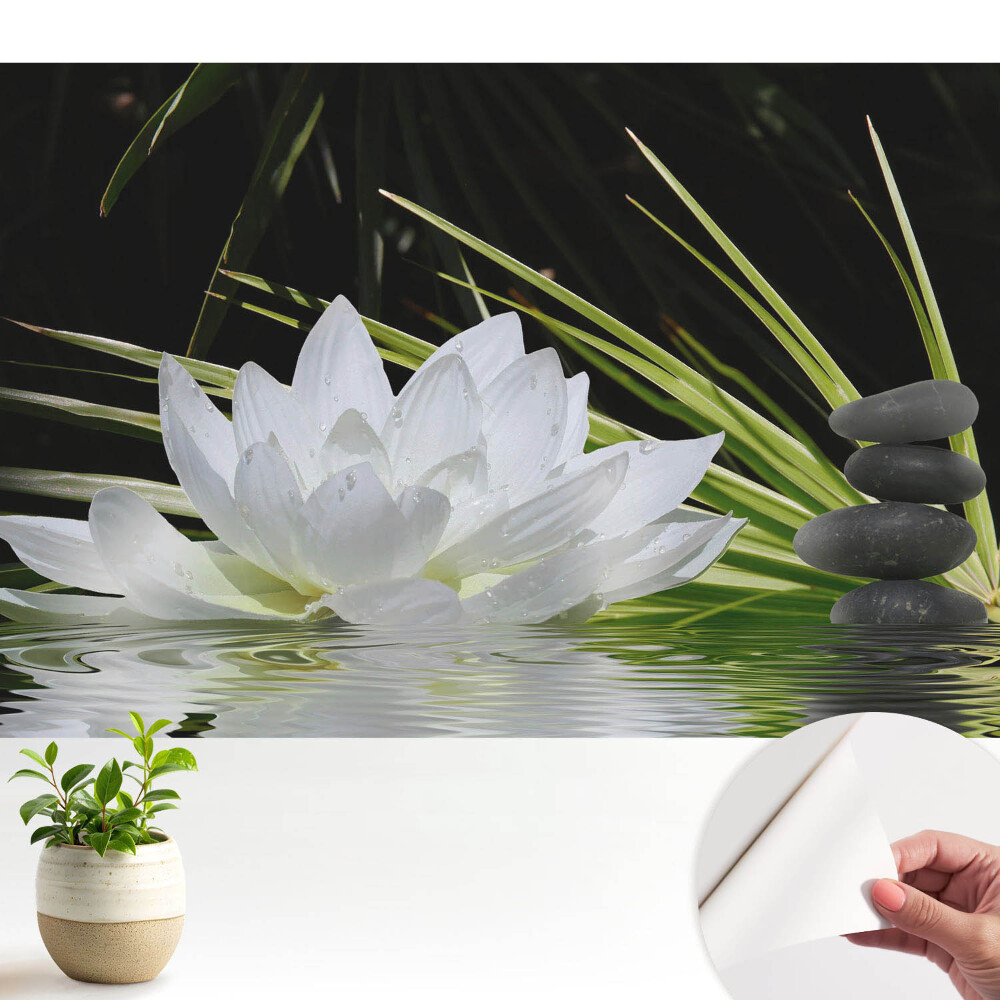Fototapeta na wymiar do sypialni Biała lilia kamienie medytacja