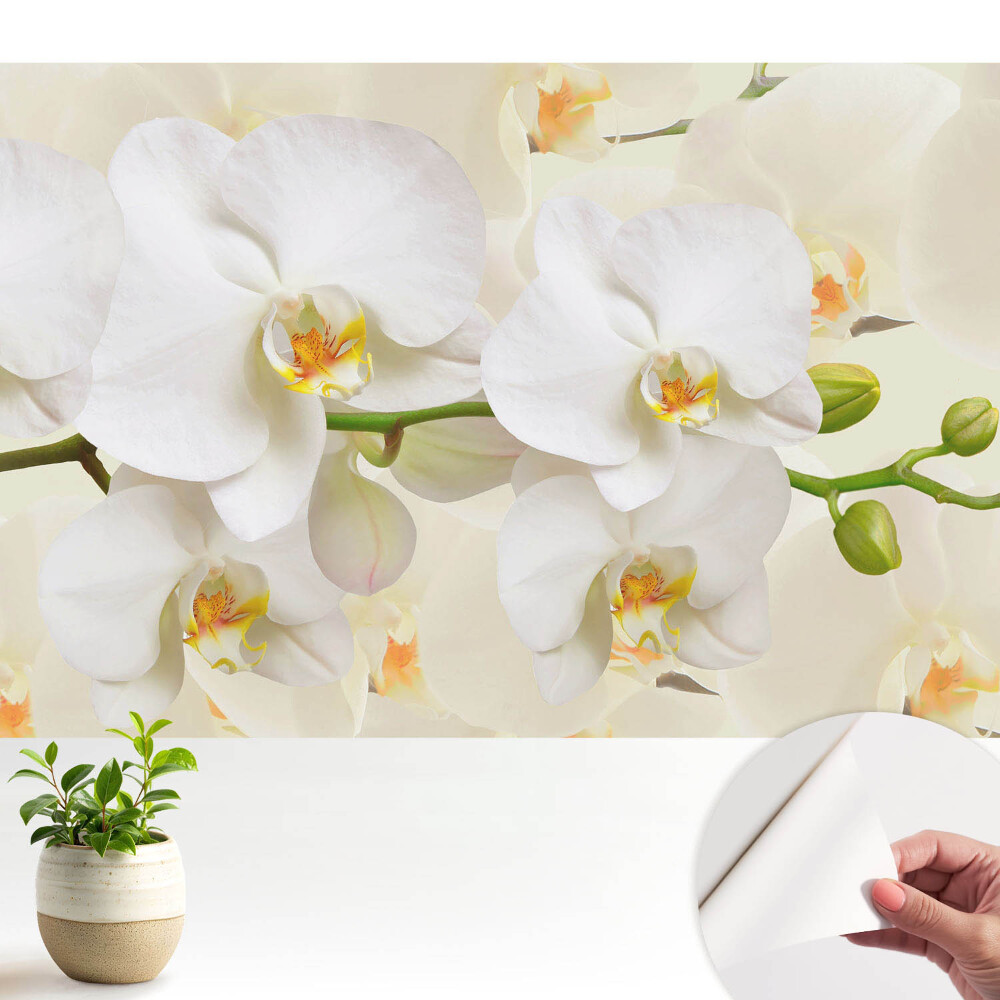 Fototapeta na wymiar do sypialni Białe orchidee nowoczesny styl świeżość