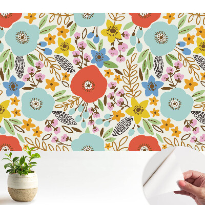 Tapeta fotograficzna samoprzylepna Kolorowe kwiaty na białym tle