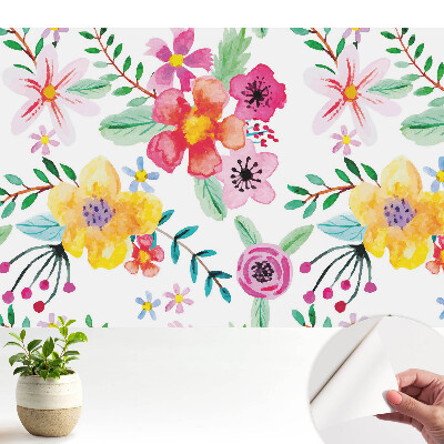 Fototapeta samoprzylepna do salonu Kolorowe kwiaty akwarelowe
