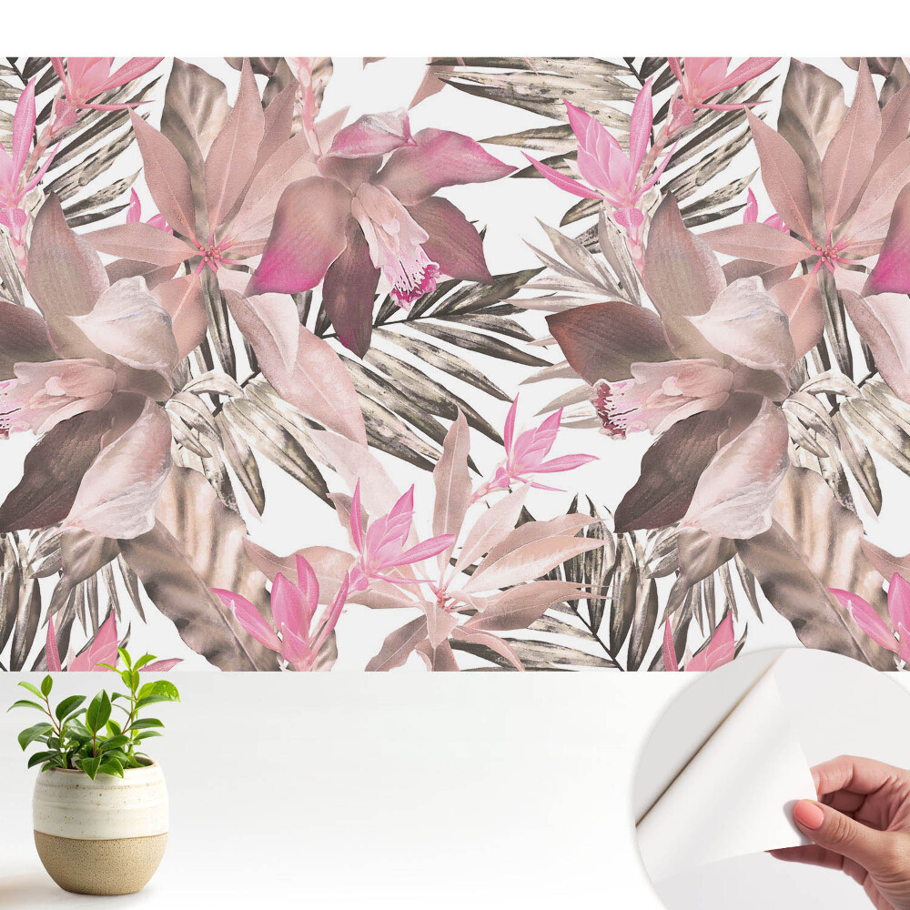 Fototapeta do salonu Pastelowe kwiaty egzotyczne harmonijny wzór