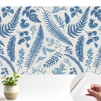 Tapeta fotograficzna samoprzylepna Niebieskie liście na białym tle