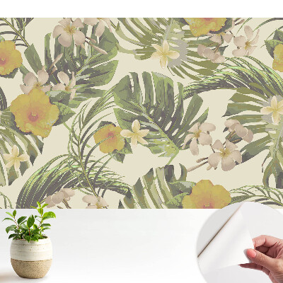 Fototapeta do salonu Tropikalne liście kwiaty egzotyka