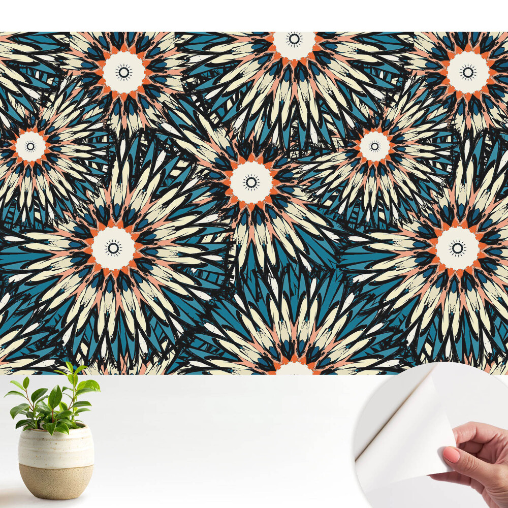 Fototapeta do salonu Energetyczne kwiaty w powtarzalnej kompozycji