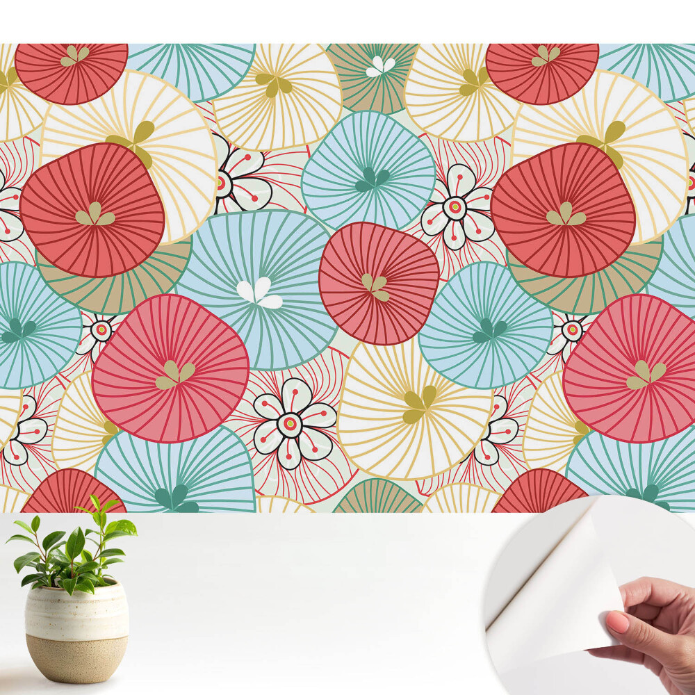 Fototapeta do salonu Kolorowe okrągłe kwiaty nowoczesny styl