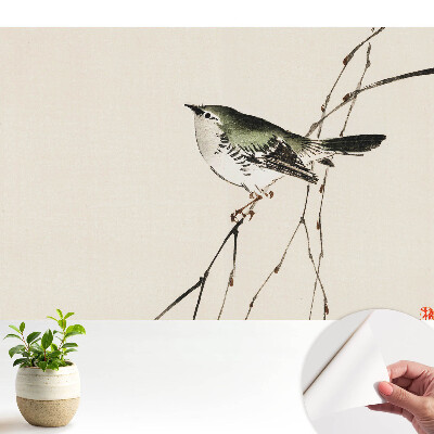 Fototapeta na wymiar do sypialni Ptak na gałęzi minimalizm harmonia.