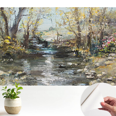 Nowoczesna fototapeta na wymiar Malowniczy pejzaż leśny z potokiem