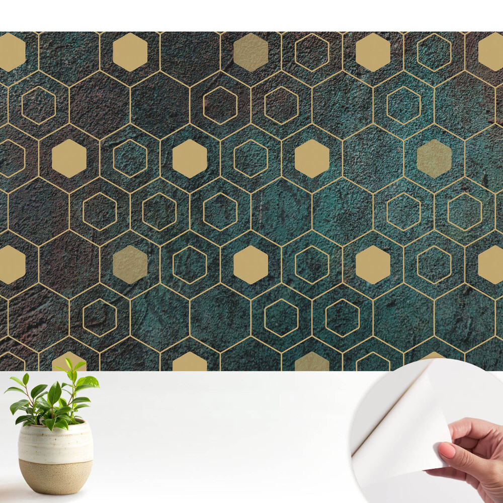 Nowoczesna fototapeta na wymiar Geometryczne heksagony na ciemnym tle