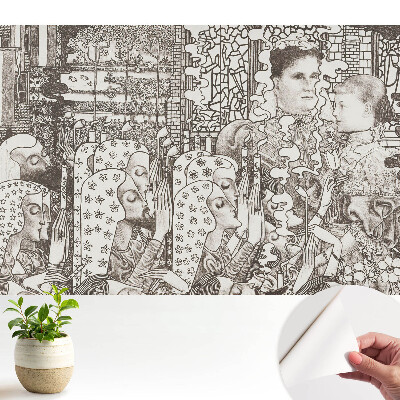 Nowoczesna fototapeta na wymiar Klasyczne portrety i kwiatowe wzory