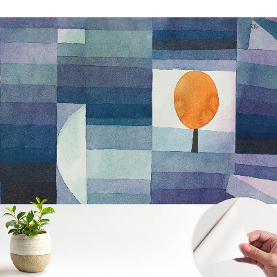 Tapeta fotograficzna samoprzylepna Pomarańczowe drzewo na niebieskim tle