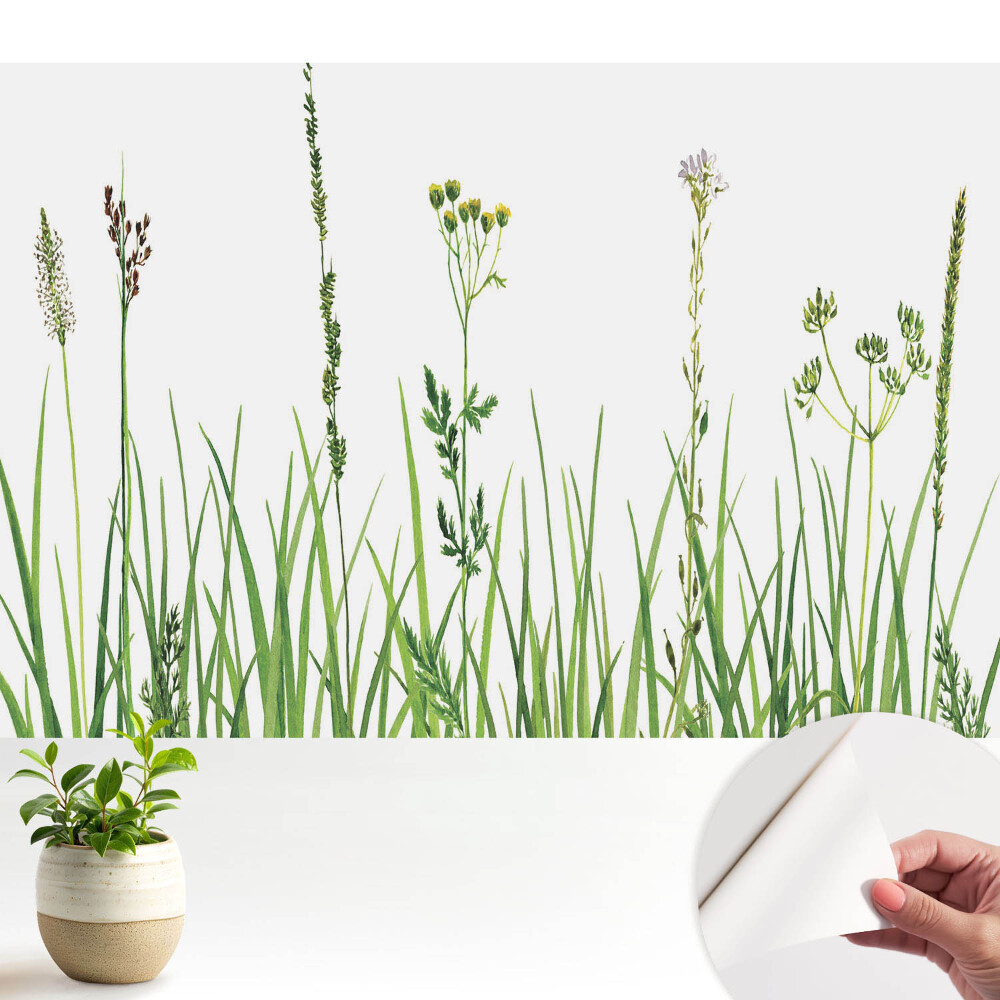 Fototapeta do salonu Polne kwiaty i trawy akwarela harmonia natury