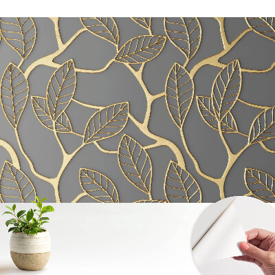 Fototapeta do salonu Liście na szarym tle subtelny wzór