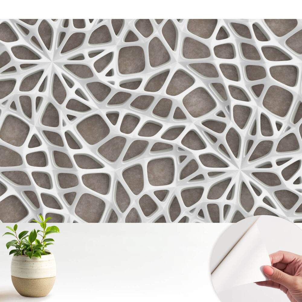 Fototapeta samoprzylepna do salonu Białe organiczne struktury na brązowym tle