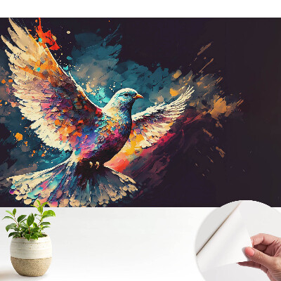 Fototapeta z nadrukiem samoprzylepna Barwny dynamiczny ptak w locie
