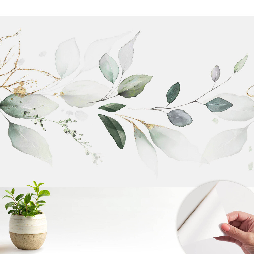 Tapeta fotograficzna samoprzylepna Delikatne kompozycje liści w akwareli
