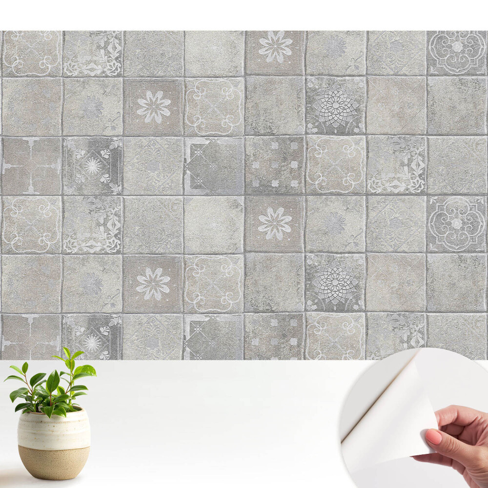 Tapeta fotograficzna samoprzylepna Stylowe płytki w odcieniach szarości i beżu