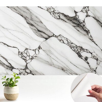 Nowoczesna fototapeta na wymiar Czarne żyłki na białym tle kamienia