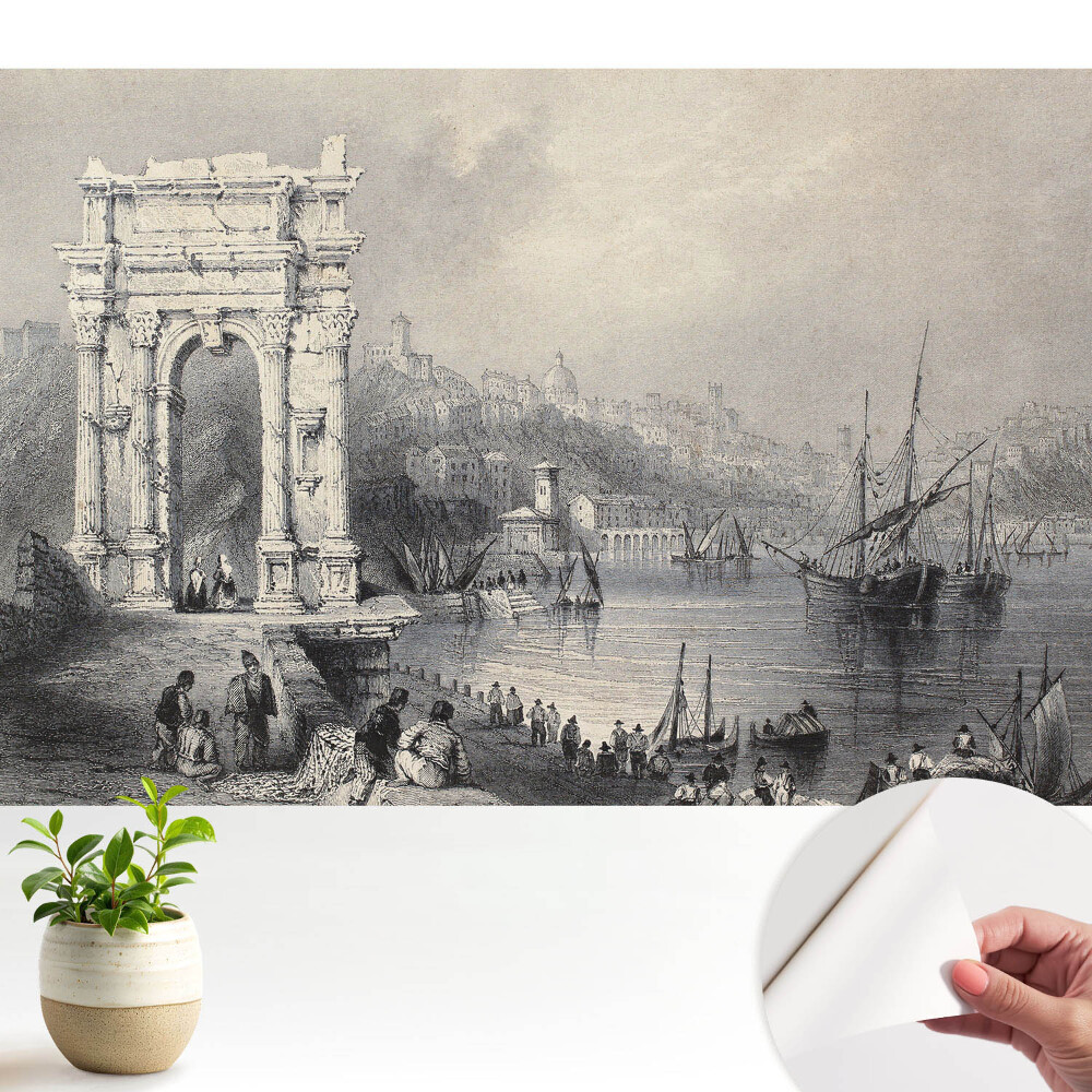 Fototapeta do salonu Historyczna przystań z łukiem antycznym