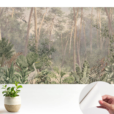 Fototapeta samoprzylepna do salonu Tropikalny las pastelowy motyw natury
