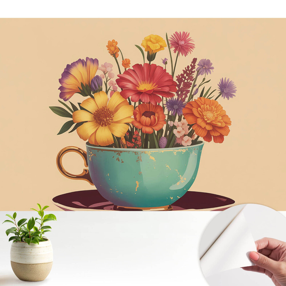 Tapeta fotograficzna samoprzylepna Kwiaty w filiżance