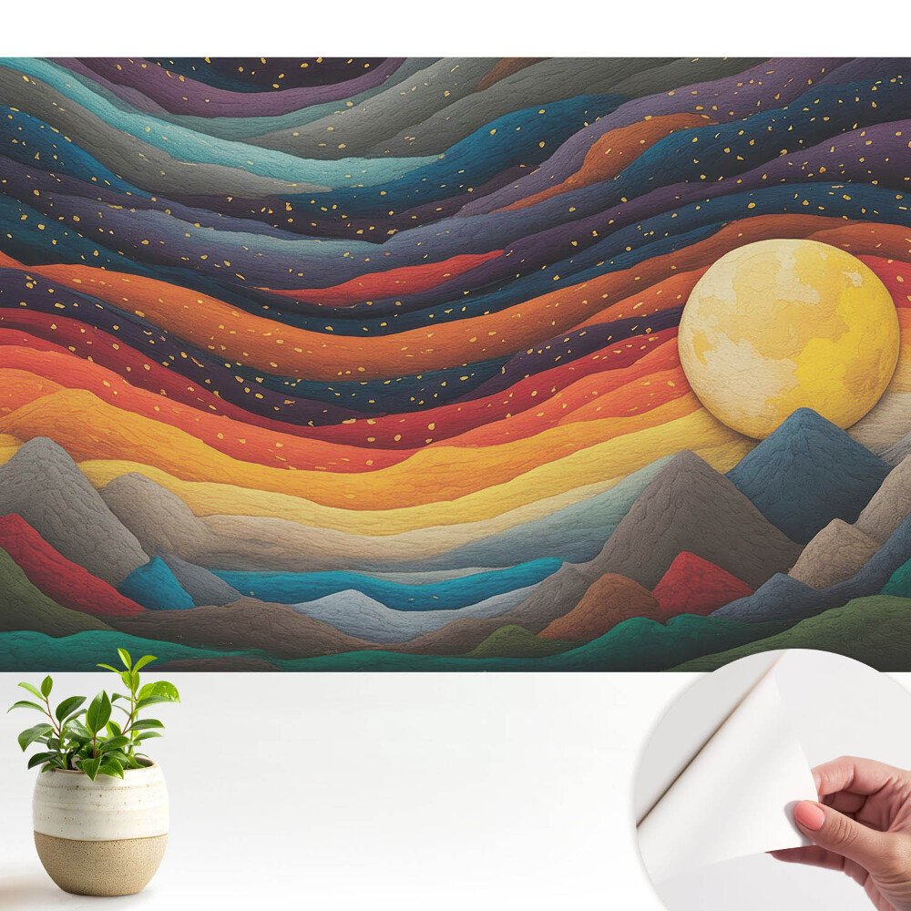 Fototapeta do salonu Abstrakcyjny pejzaż górski kosmiczna noc