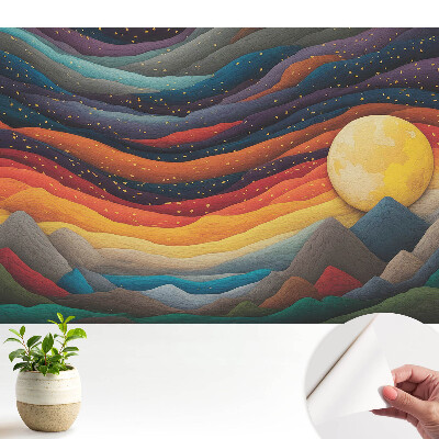 Fototapeta do salonu Abstrakcyjny pejzaż górski kosmiczna noc