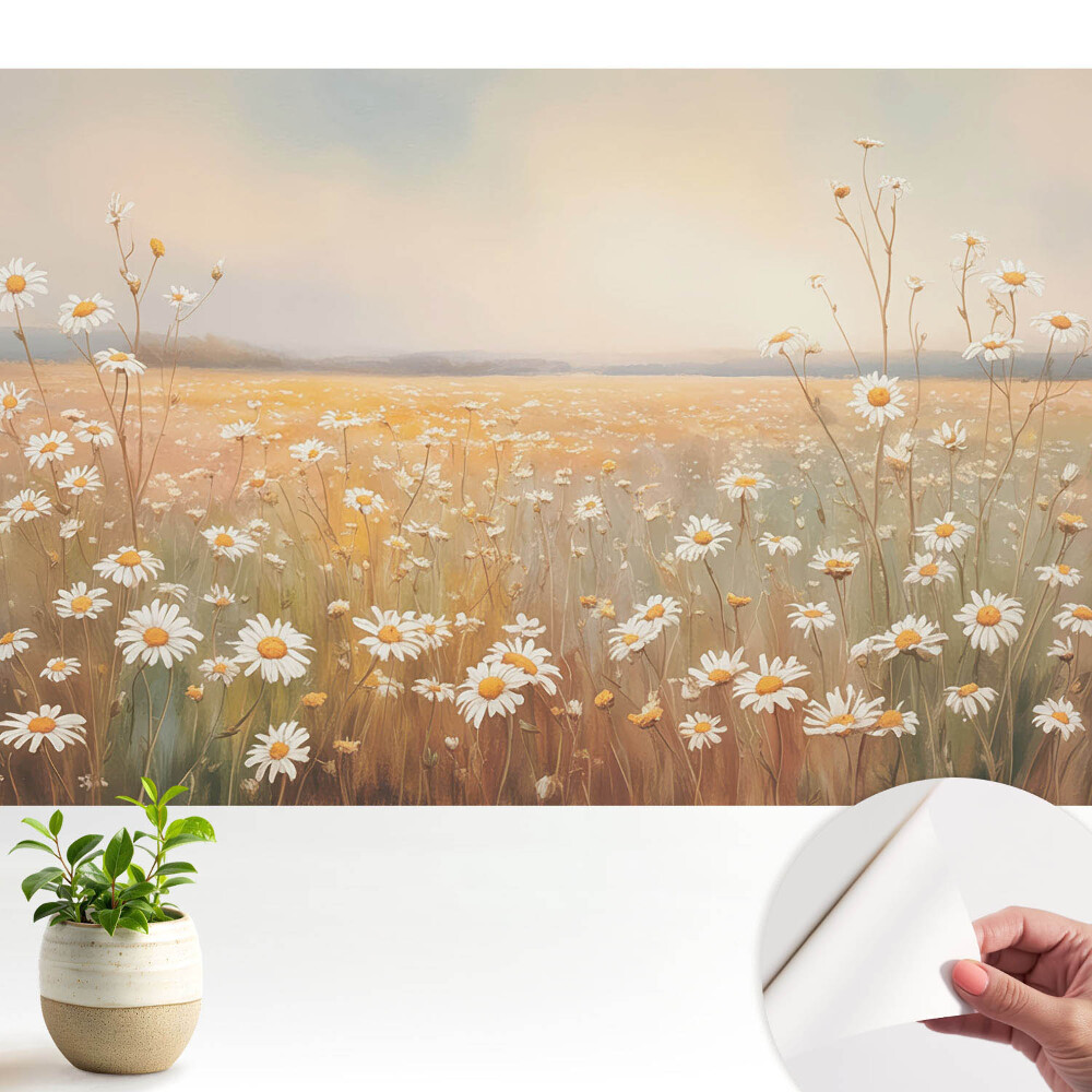 Fototapeta samoprzylepna do salonu Łąka margerytek pastelowe odcienie romantyzm
