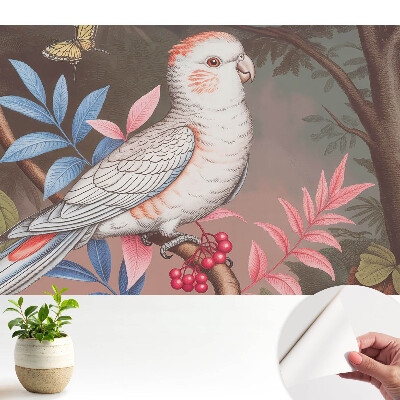 Tapeta fotograficzna samoprzylepna Papuga wśród liści