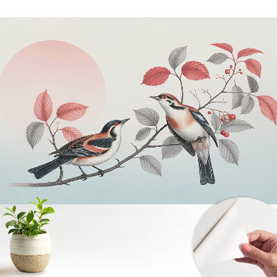 Fototapeta samoprzylepna do salonu Ptaki na gałęzi kompozycja harmonijna