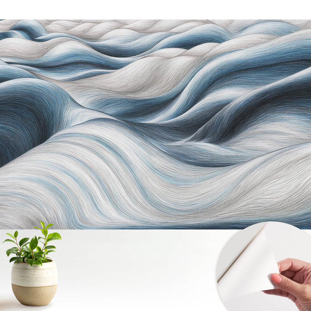 Fototapeta z nadrukiem samoprzylepna Falujące miękkie linie w odcieniach niebieskiego