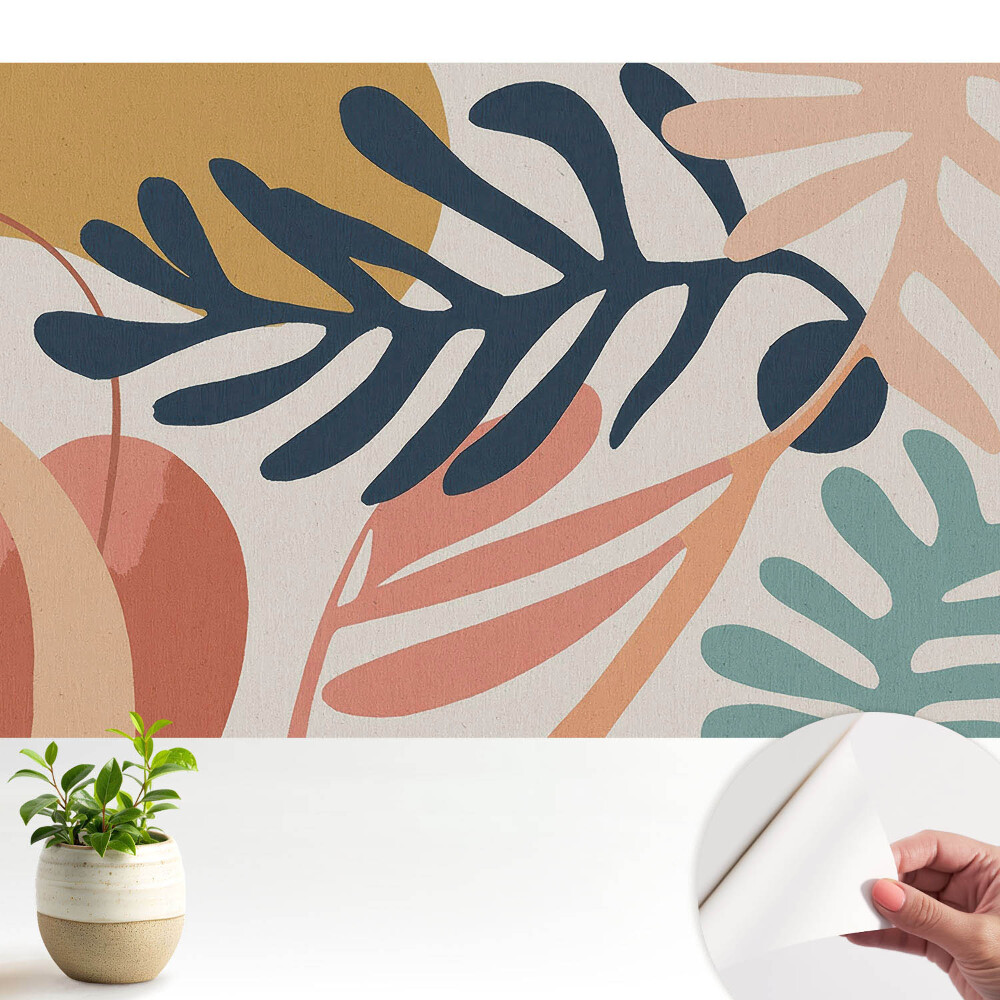 Nowoczesna fototapeta na wymiar Abstrakcyjne liściaste formy w żywych kolorach