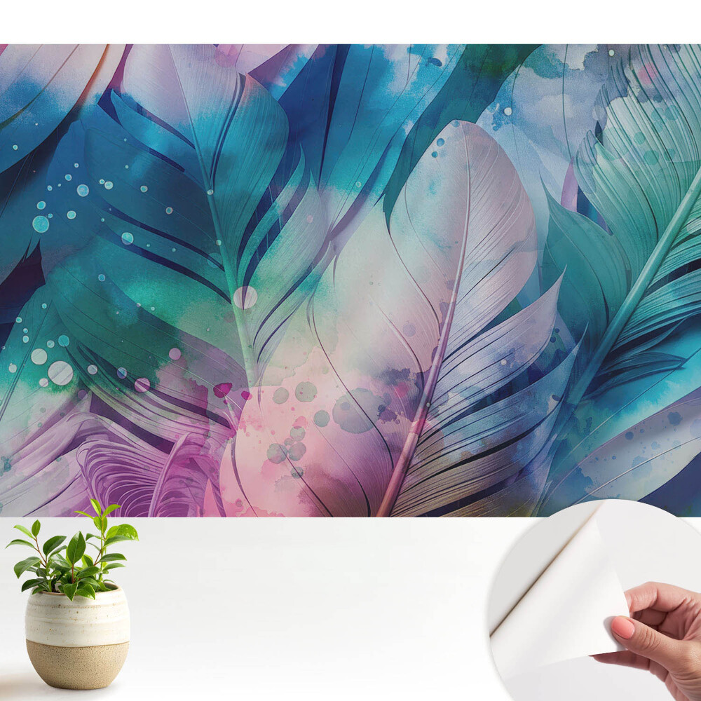 Nowoczesna fototapeta na wymiar Kolorowe pióra nowoczesny wzór harmonijny